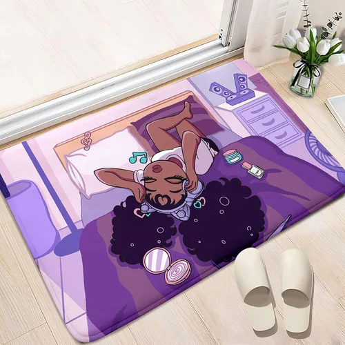Vista 4 de Alfombra African American Black Girl Magic - Alfombra de Área Afor Black Magic Girls para Dormitorio Arte Púrpura Música Niña Alfombra