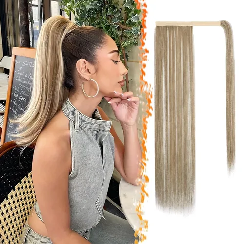 Vista 73 de BARSDAR Extensión de Cola de Caballo Corta y Recta - Extensiones de Cabello de Cola de Caballo con Cordón de 14 Pulgadas en Negro para Mujeres