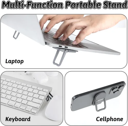 Vista 7 de Elevador de teclado portátil de 2 piezas, elevador plegable para portátil, soporte para teclado Computadora invisible, soporte para teclado