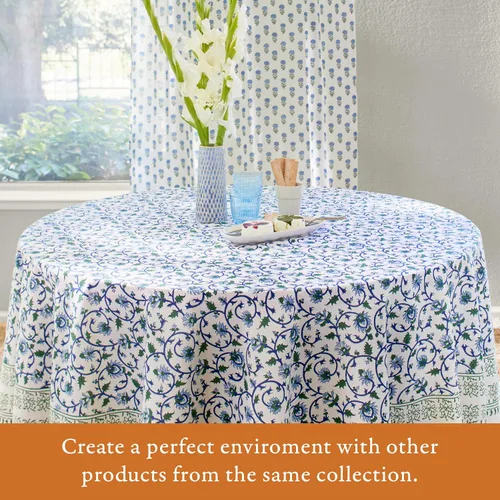 Vista 6 de Saffron Marigold Funda de almohada azul floral iluminado por la luna Taj - CP, algodón de calidad, comercio justo, ropa de cama bohemio