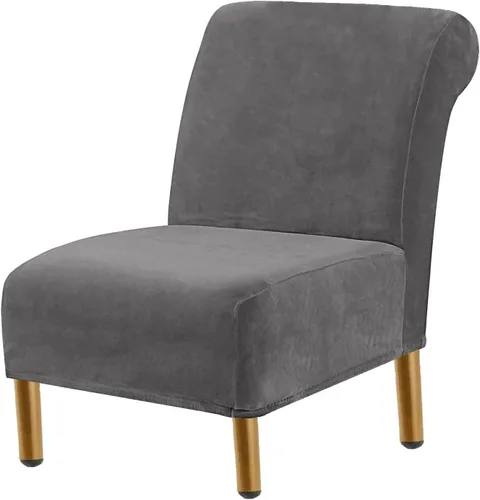 Vista 9 de Funda para silla decorativa sin brazos, de terciopelo elástico, extraíble, lavable, protector moderno de muebles con parte inferior elástica