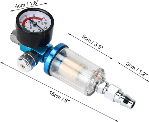 Vista 2 de AutoRocking Regulador de presión de aire de 1/4 pulgadas para pistola pulverizadora Separador de aceite de humedad Compresor de filtro de trampa