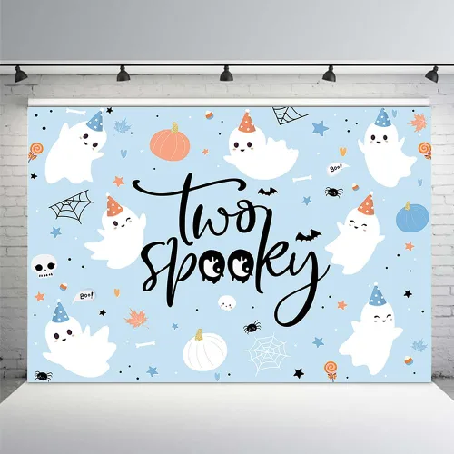 Vista 8 de MEHOFOND Telón de fondo de Halloween de 7 x 5 pies para niños, espeluznante One Happy Booday, decoración de fiesta de primer cumpleaños, suministros