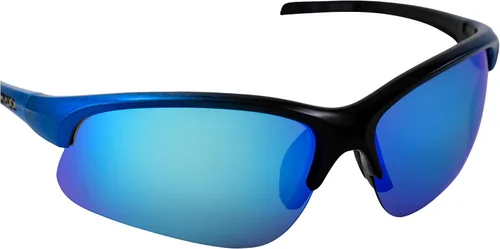 Vista 6 de MAXX Domain Sport Golf Gafas de sol negras y azules con lente de espejo azul polarizado, Negro