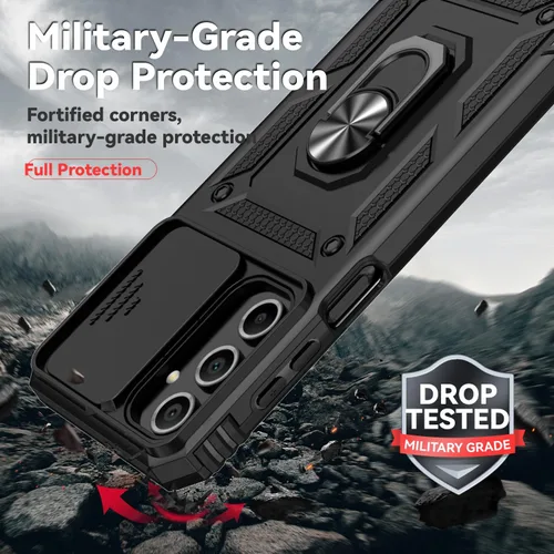 Vista 4 de Funda para Samsung Galaxy A16 5G con cubierta para lente de cámara, protector de pantalla HD, doble capa de grado militar, probada contra caídas