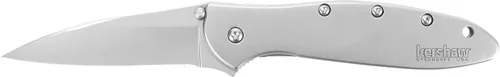 Vista 6 de Kershaw Cuchillo de bolsillo dentado negro; hoja de acero 14C28N parcialmente dentada de 3 pulgadas, mango de acero inoxidable 410 y cuchillo