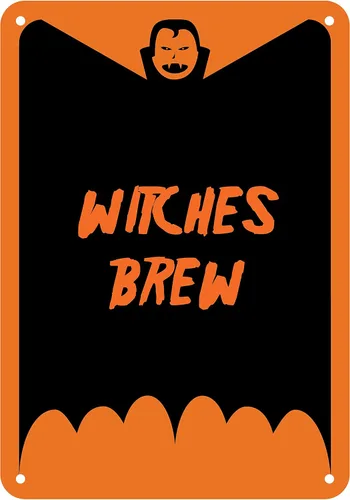 Vista 2 de Letrero de aluminio reflectante de Halloween "Witches Brew" 7" x 10" (HW-1364-RA)