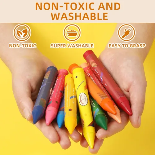 Vista 3 de Lebze Crayones para niños pequeños, 24 colores crayones no tóxicos para niños a partir de 3 años, crayón jumbo fácil de sostener para niños, seguro