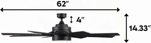 Vista 2 de Honeywell Ceiling Fans - Ventilador de techo Xerxes 51473-01, 62, negro mate