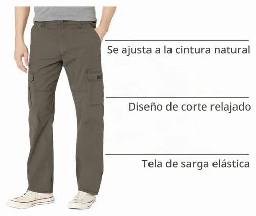 Vista 4 de Wrangler Men's Relaxed Fit Stretch Cargo Pant Verde oliva (Olive Drab)