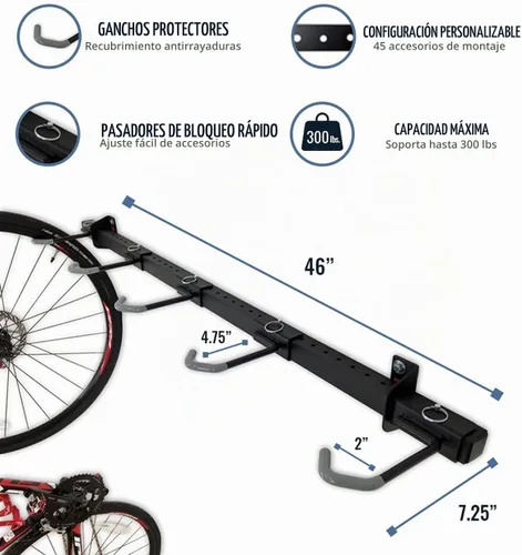 Vista 3 de StoreYourBoard Estante de Almacenamiento para Bicicletas – Estante para Bicicletas de Garaje de Servicio Pesado para 5 Bicicletas, Estante Vertical