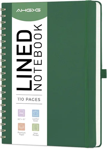 Vista 21 de AHGXG Cuaderno de espiral rayado de 8.5 x 11 pulgadas, cuadernos grandes A4 para mujeres y hombres, cuaderno de cuero de tapa dura con rayas