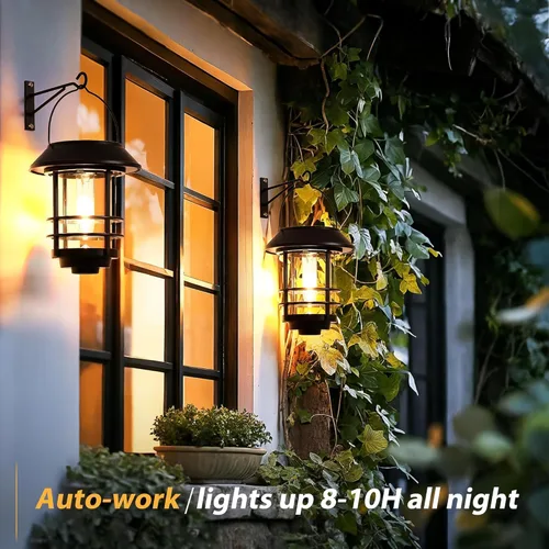 Vista 3 de Otdair Linternas solares al aire libre impermeables, 2 unidades, con encendido/apagado automático, luces solares colgantes para exteriores