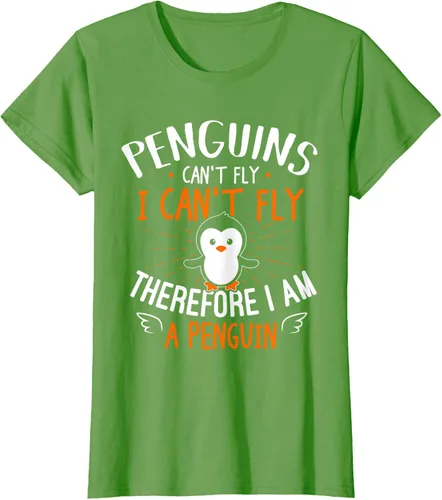 Vista 4 de Penguins Can't Fly Shirt - Camiseta de regalo para amantes de los pingüinos, Azul Azul Marino