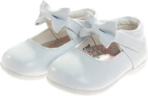 Vista 5 de Josmo Baby-Girl's Walking Kids Mary Jane Flats-Formal Dress Shoes Newborn Infant Walker Moccasins Crib Bow Knot First Step Patent Slip-On Christening