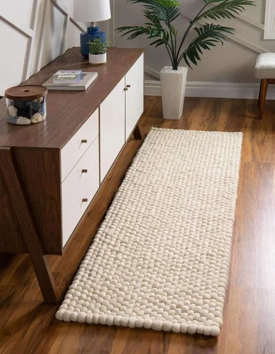 Vista 11 de Unique Loom Colección de Bolas de Felpa - Alfombra de área en forma de nube (2' redonda, color marfil)