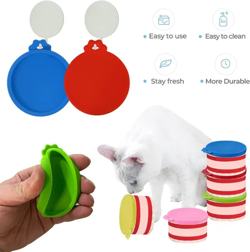 Vista 3 de 4 tapas de silicona para latas de comida para mascotas pequeñas para latas de comida para gatos de 3 oz y 2.5 oz Silicone Small Pet Food Can Lids
