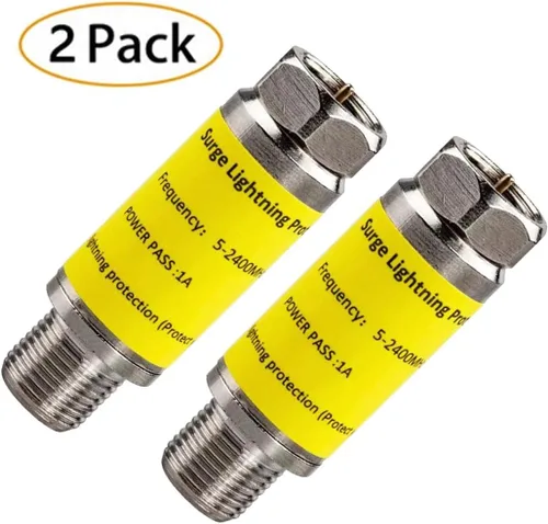 Vista 4 de Protector de cable para TV, 2 protectores coaxiales contra sobretensiones para antena satelital, cable de TV, protector contra sobretensiones