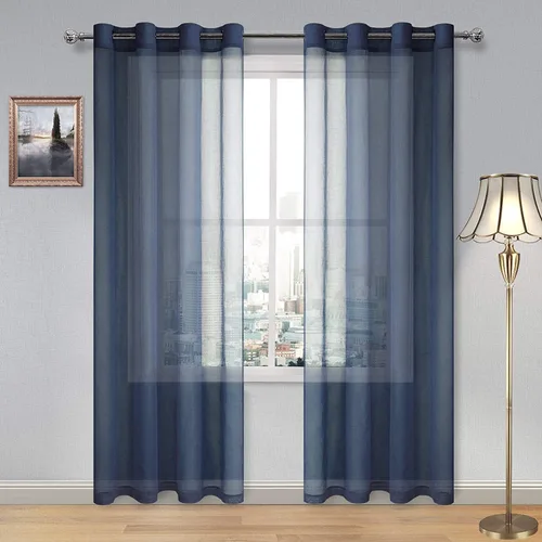 Vista 160 de DWCN Cortinas traslúcidas color verde frijol para sala de estar y dormitorio - Cortinas voile con aspecto de lino sintético con ojales en la parte