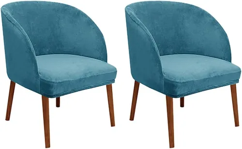 Vista 24 de Juego de 2 fundas de terciopelo elástico para sillas de comedor, con respaldo curvo moderno, protector de silla para sala de estar, dormitorio, Beige