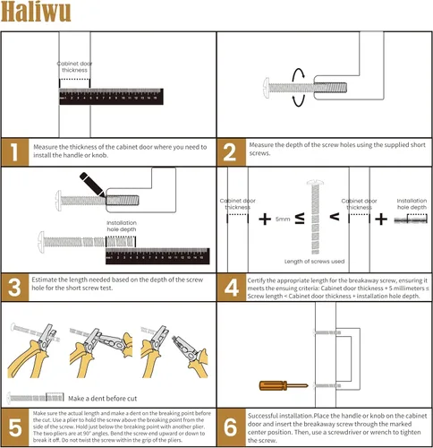 Vista 7 de Haliwu Paquete de 5 manijas doradas de gabinete de cocina de 2-1/2 pulgadas para tiradores de cajón, tiradores dorados cepillados, accesorios
