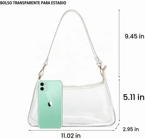 Vista 5 de LOXOMU Bolso transparente aprobado para estadios, bolso cruzado pequeño para mujer