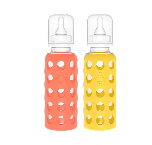 Vista 13 de Lifefactory Biberón de vidrio sin BPA Funda protectora de silicona Paquete de 2 de 4 onzas melón, plátano