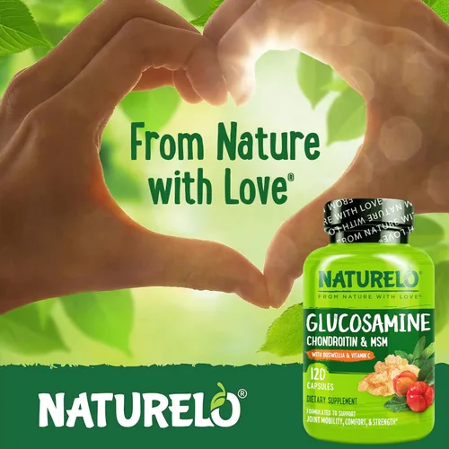 Vista 5 de NATURELO Glucosamina condroitina MSM con boswellia y vitamina C - Suplemento para comodidad, movilidad y fuerza de las articulaciones - 120 cápsulas