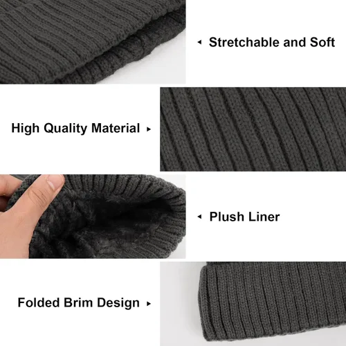 Vista 4 de Chalier Gorros de invierno para hombre, gorro de punto holgado, cálido y holgado