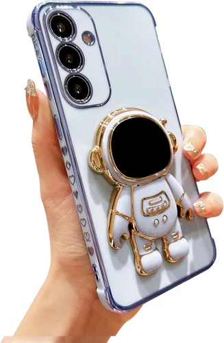 Vista 34 de phylla para Samsung Galaxy A12 Funda de Teléfono con Soporte Oculto de Astronauta Chapado en Oro de Lujo Lindo Astronauta Lateral Lindo