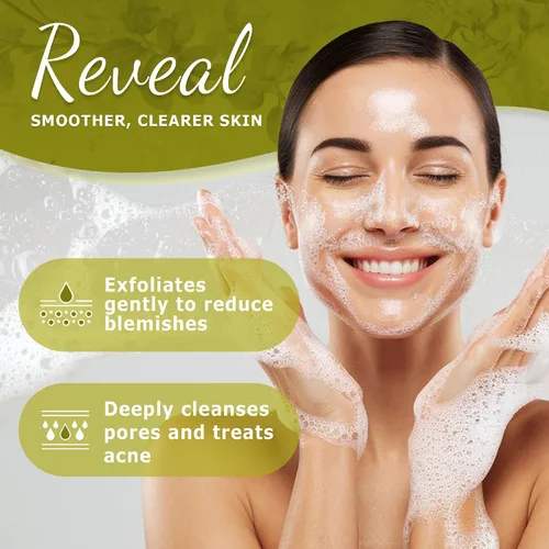 Vista 4 de Dr. Woods Limpiador facial líquido de árbol de té, fabricado con manteca de karité orgánica, aceite de árbol de té natural para hombres y mujeres