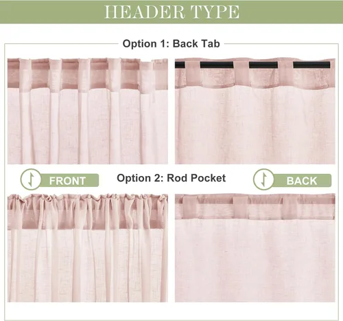 Vista 2 de PONY DANCE Cortinas semitraslúcidas para ventana, decoración natural del hogar, elegante lino con textura, diseño elegante para sala de estar, 52