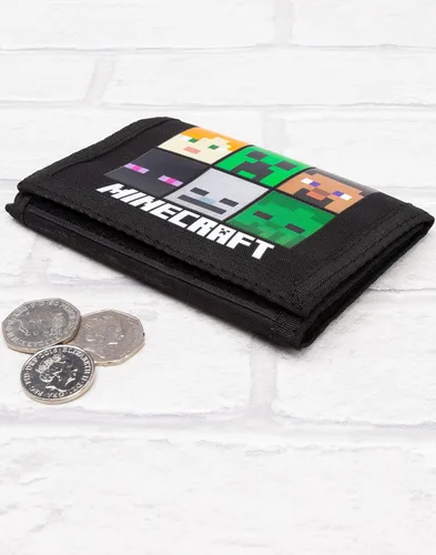Vista 3 de Minecraft Billeteras Game Black or Green Creeper - Monedero de dinero tamaño único Negro