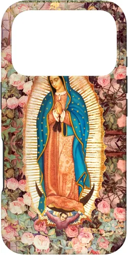Vista 30 de Lady of Guadalupe - Carcasa para iPhone 17, diseño de flores rosadas