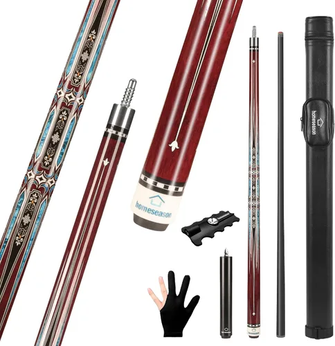 Vista 7 de HomeSeason Carbon Fiber Pool Cue 58" with Leather Bag Extender Extension Rod Professional Pool Stick 4-Layer Tip Low Deflection Cue Stick, 3 *
