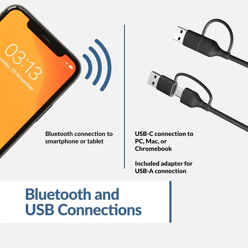 Vista 3 de Cyber Acoustics Barra de Altavoces USB y Bluetooth (CA-2890BT) – Altavoz Alimentado por USB con Micrófono para PC y Bluetooth para Conectar