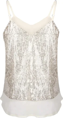 Vista 3 de Camiseta sin mangas de lentejuelas brillantes para mujer, chaleco de lentejuelas brillantes, chaleco de lentejuelas para fiesta de Navidad
