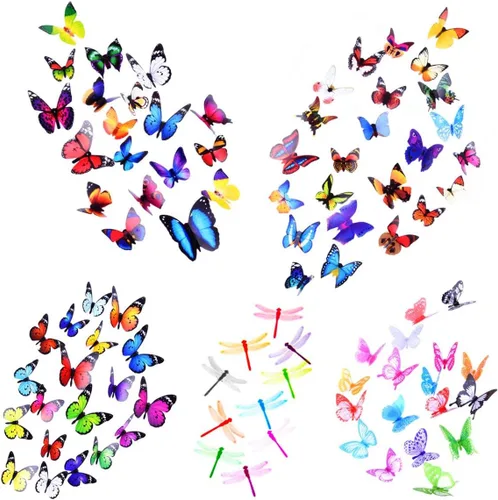 Vista 9 de 43 calcomanías de pared de mariposas 3D para decoración de murales, calcomanías removibles para la decoración del dormitorio en el hogar