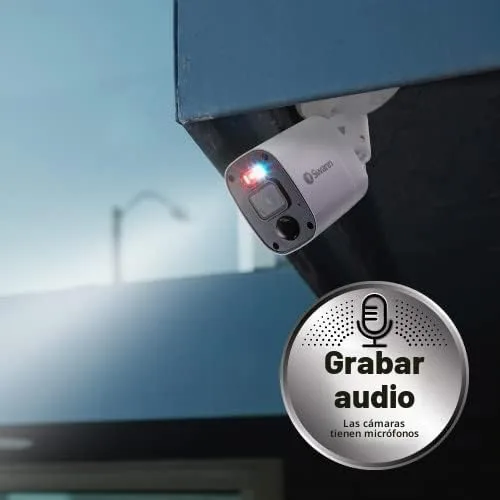 Vista 3 de Swann Cámara de bala de luz intermitente DVR complementaria con proyector de sensor, video de 1080P, diseño interior o exterior, visión nocturna a