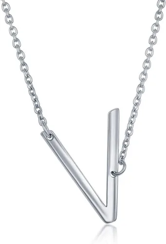 Vista 48 de Dainty Sideways Initial Necklace for Women – Sterling Silver or 14K Gold Plated 20mm Alphabet Letter Pendant