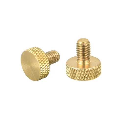 Vista 11 de uxcell 10 tornillos moleteados de latón, M3x8mm 0.453 in de longitud, perno de agarre plano, sujetadores para electrónicos, mecánicos