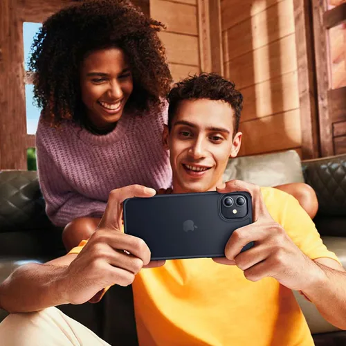 Vista 7 de CANSHN Compatible mate con iPhone 11 [Certificado de caída militar] Funda de teléfono con parte trasera translúcida, antihuellas - Negro helado
