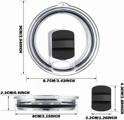 Vista 2 de 2 tapas magnéticas para vaso de 20 onzas con 4 deslizadores magnéticos, tapas de repuesto para vaso, a prueba de derrames, se adapta a YETI Rambler