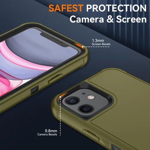 Vista 3 de SunStory Funda compatible con iPhone 11 con protector de pantalla HD, 3 capas de alta resistencia de cuerpo completo, funda protectora híbrida 3