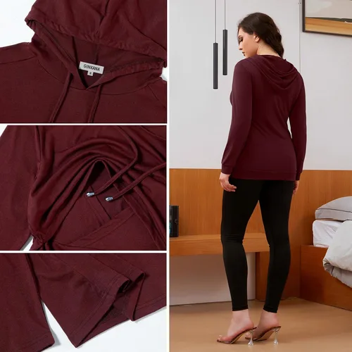Vista 161 de GINKANA Sudadera con capucha para mujer, manga larga, lactancia materna, ropa casual