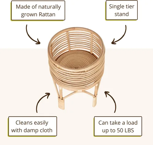 Vista 5 de KOUBOO Soporte para plantas de interior de ratán, pequeño, maceta natural marrón