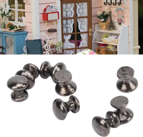Vista 6 de Pomos para manija de puerta de casa de muñecas, 8 piezas a escala 1:12 a prueba de óxido, mango de metal para casa de muñecas, accesorios para casa