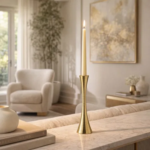 Vista 2 de Sagebrook Home Portavelas cónico de metal, soporte decorativo para velas glamorosas para el hogar, la oficina y el dormitorio, diseño moderno