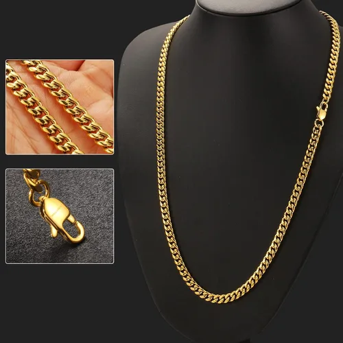 Vista 3 de Miami - Collar de cadena cubana para hombresmujeres, acero inoxidable 316L, 40.236 in de ancho, 18202224 pulgadas de largo, joyería de hip hop