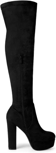 Vista 7 de Allegra K Botas altas de plataforma con tacón de bloque sobre la rodilla para mujer